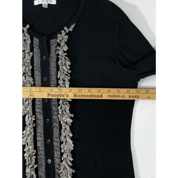 CAbi Tuxedo Cardigan Size Large Broadway Black Gray Style #172 Cashmere Blend - Picture 11 of 11